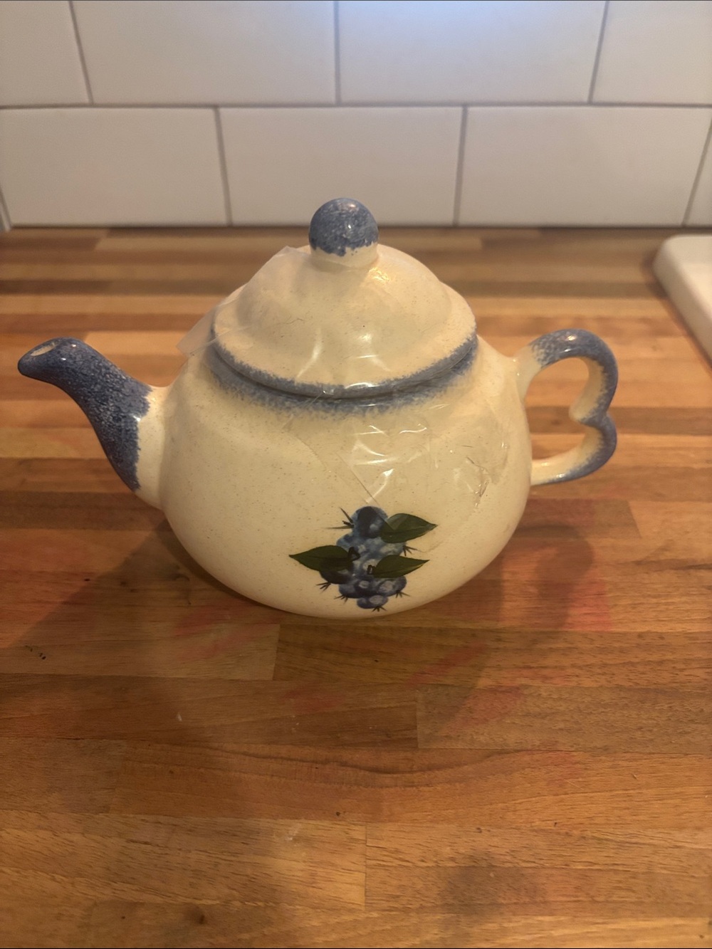 Blue Floral Ceramic Teapot - Brand Unknown